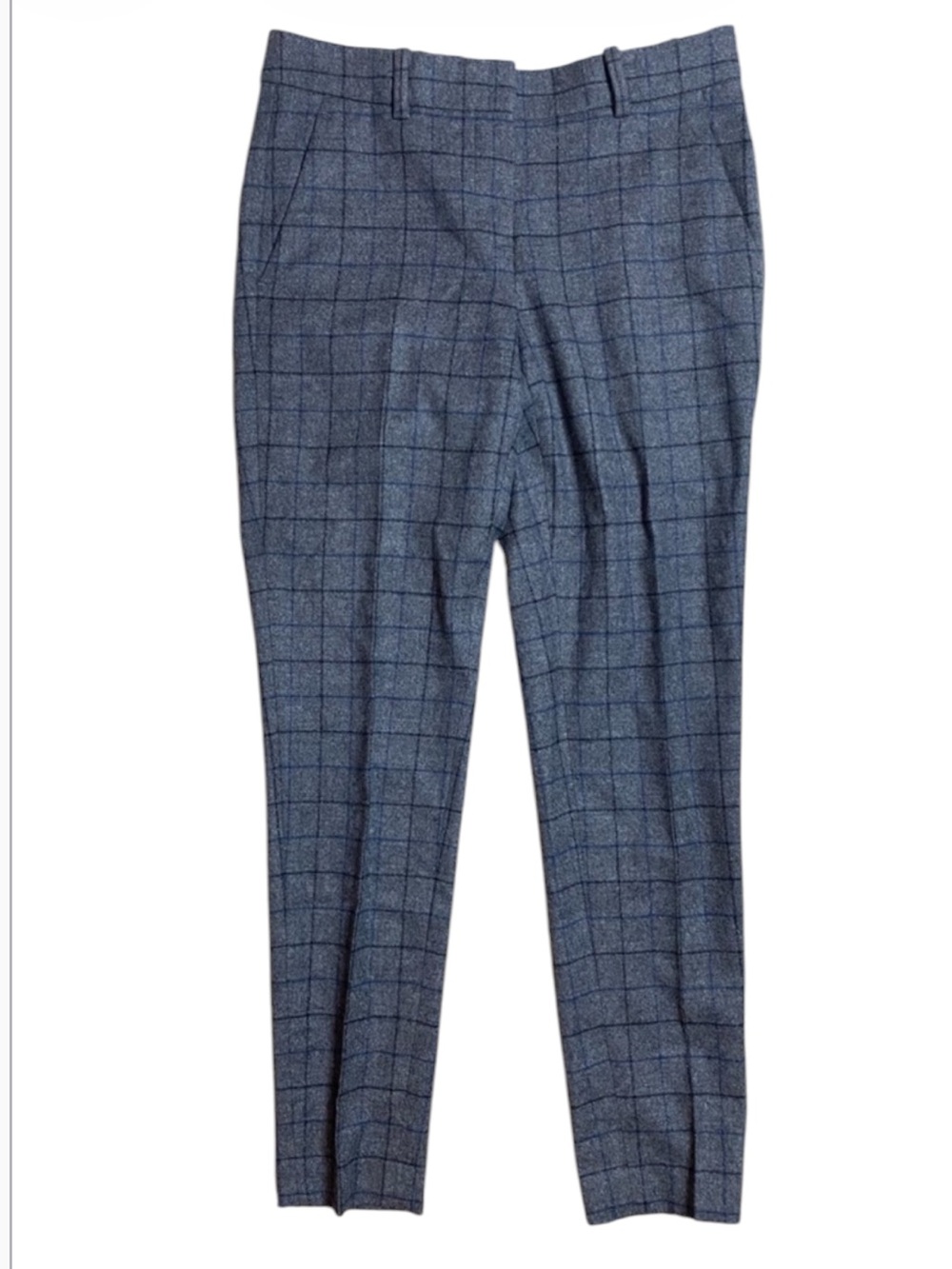Theory Treeca Wool Cashmere Gray Windowpane Plaid Crop Pants $385 Excellent 12 - Picture 2 of 11